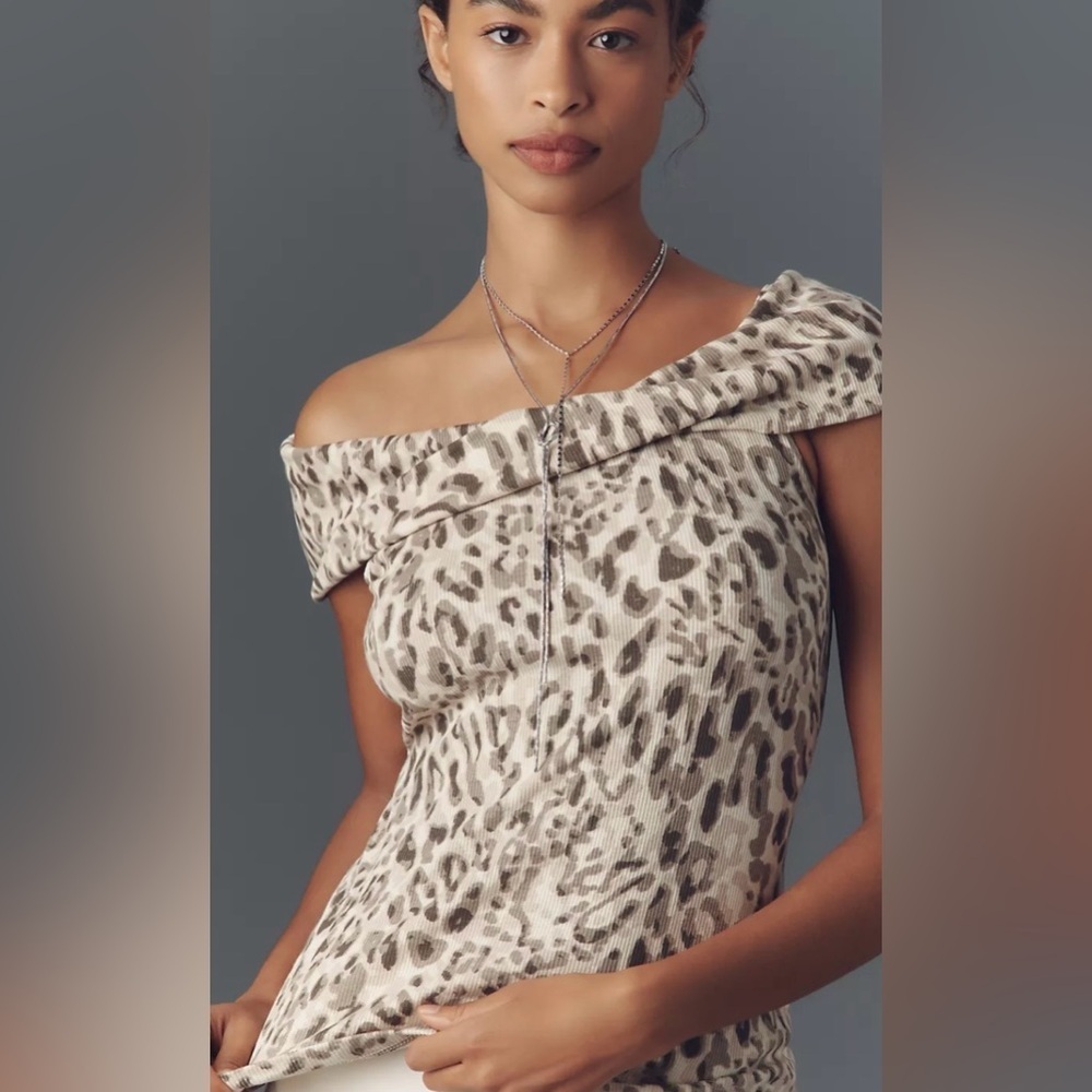 Anthropologie Pilcro Leopard Off The Shoulder Top